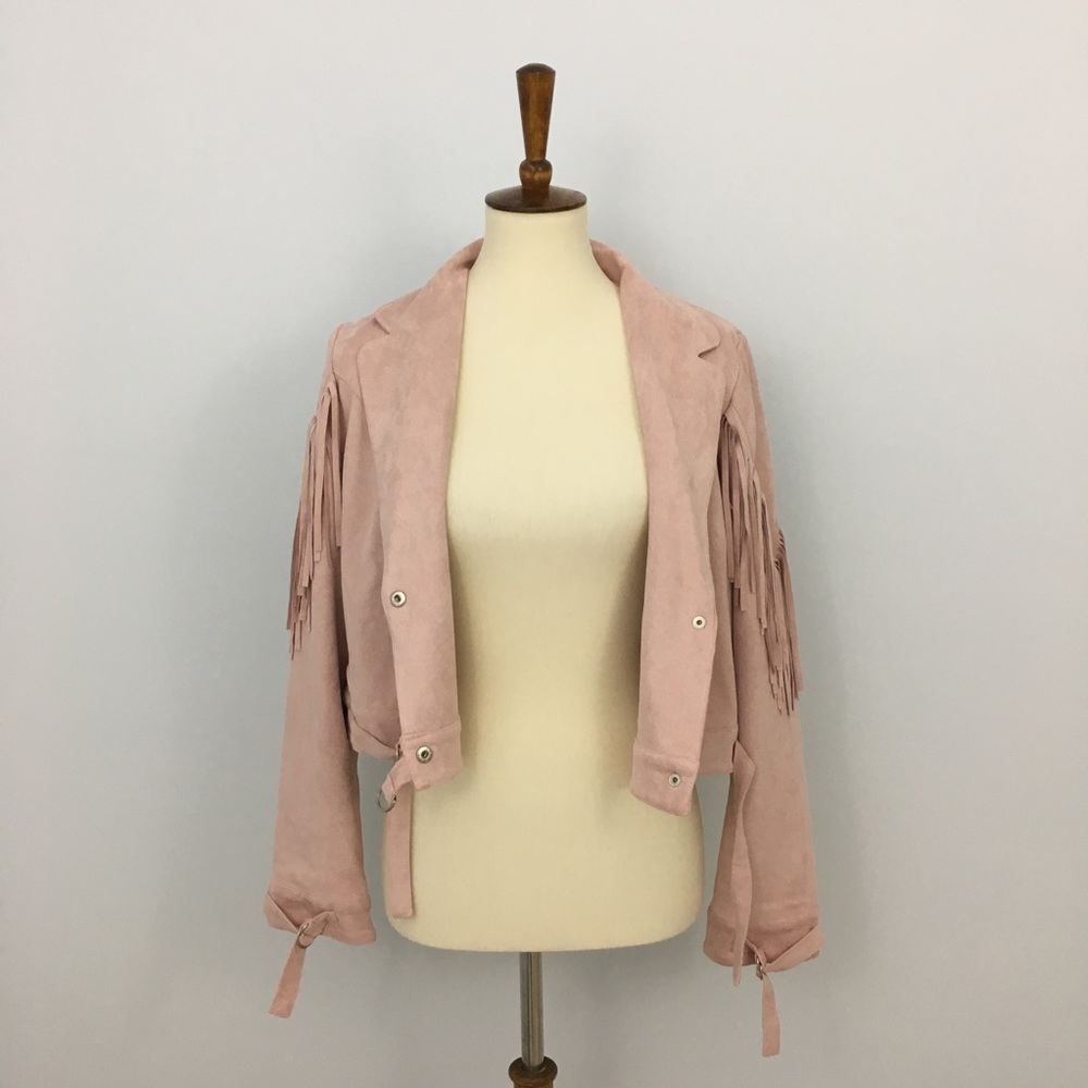 WHOLESALE BULK Fringe Suede Jacket Blush NWT K5 - Picture 3 of 8